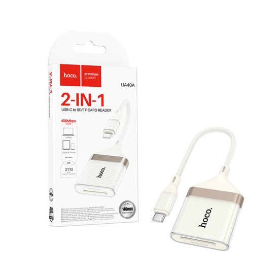 Lector de Tarjetas Hoco UA40A 2 en 1 Tipo-C Albaricoque